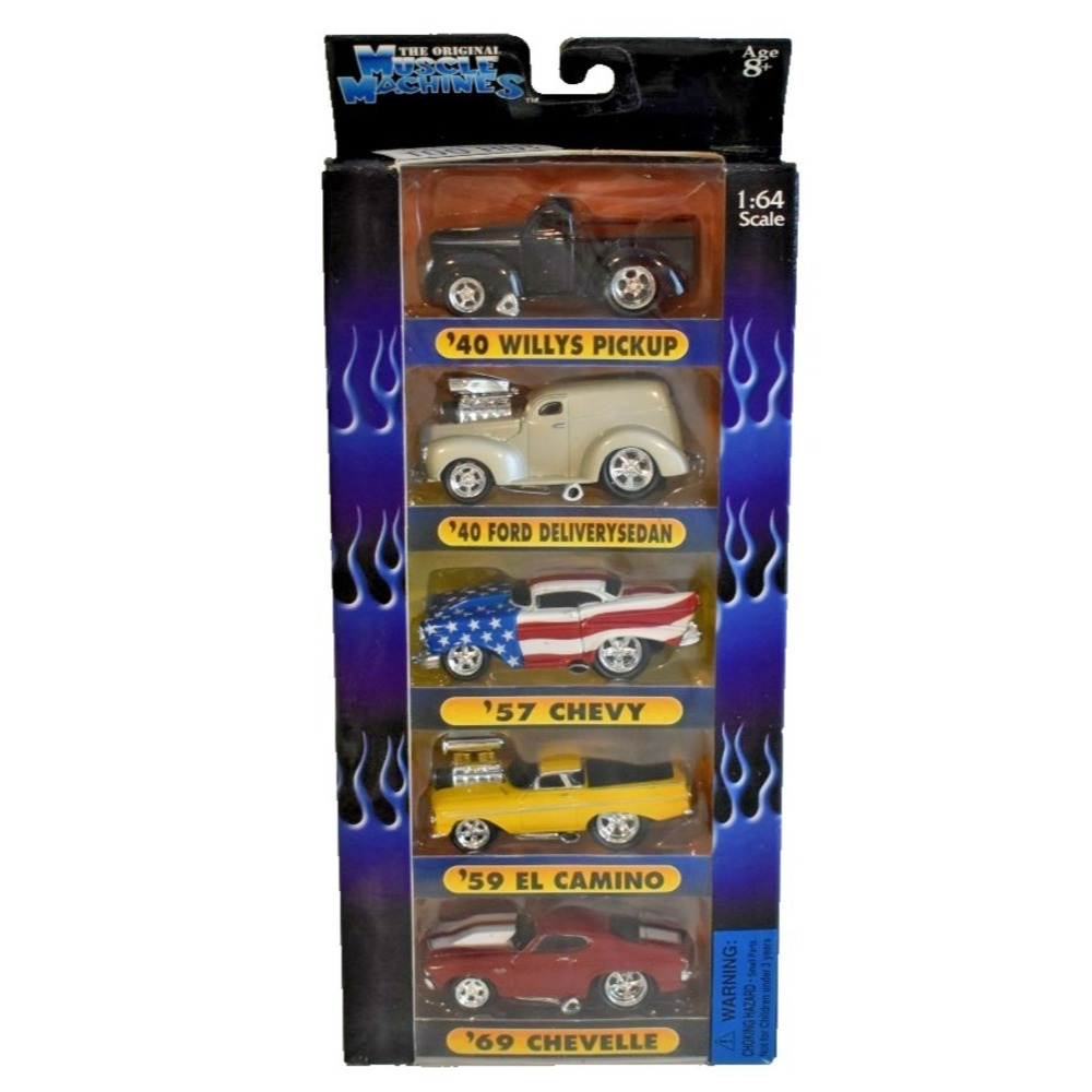 2002 Funline Muscle Machines 1:64 Die Cast Cars 5 Pack 71185 Sealed